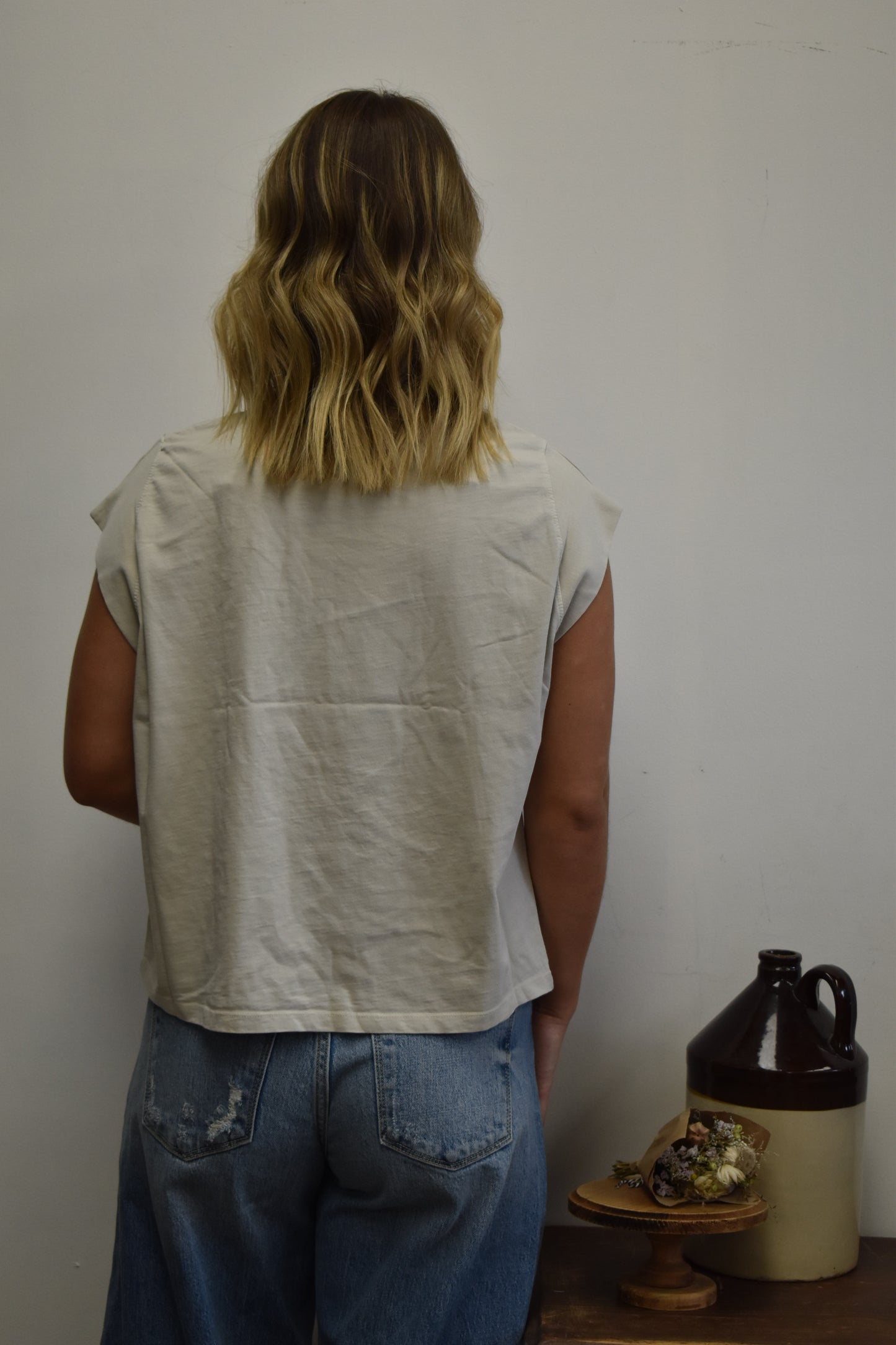 Oversized Basic Tee: Cream