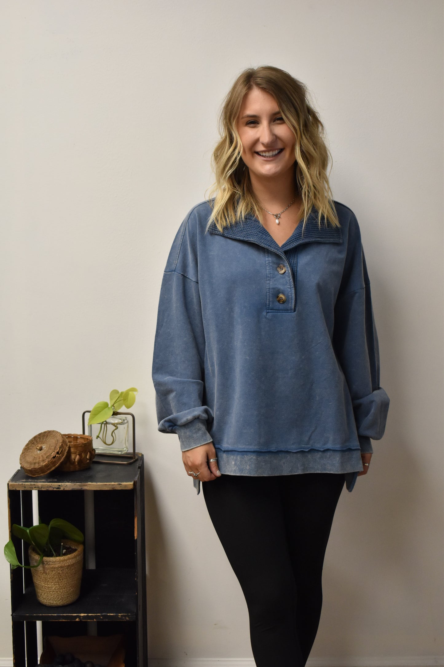 Mineral Washed Pullover: Denim
