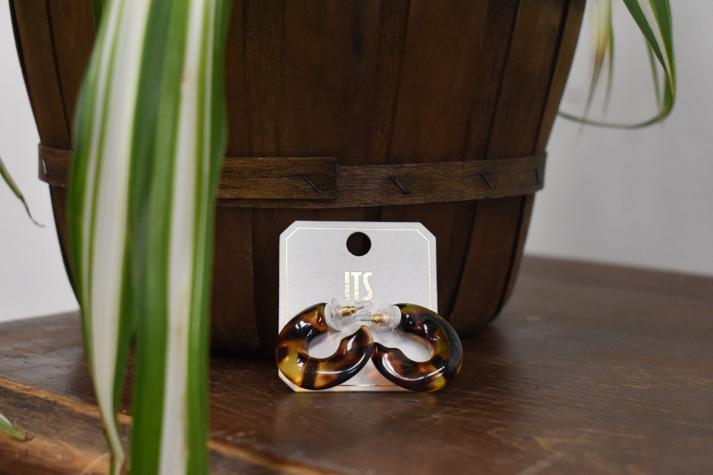Tortoise Shell Resin Hoop Earrings