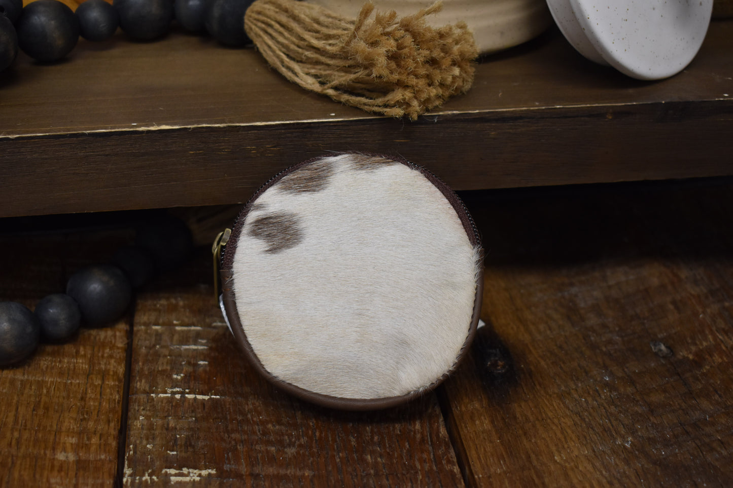 Cowhide Circle Coin Pouch