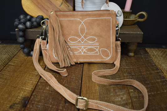Boot Stitch Suede Leather Purse