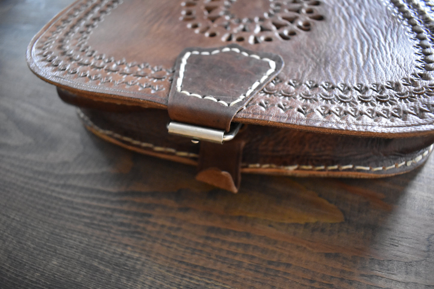 Medium Leather Tooled Crossbody