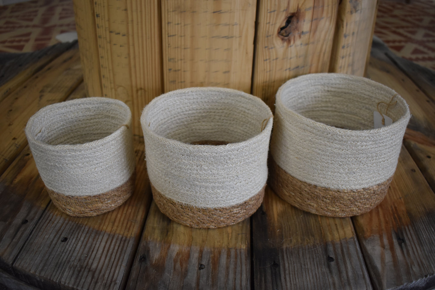 Ivory & Natural Woven Baskets - Set of Three