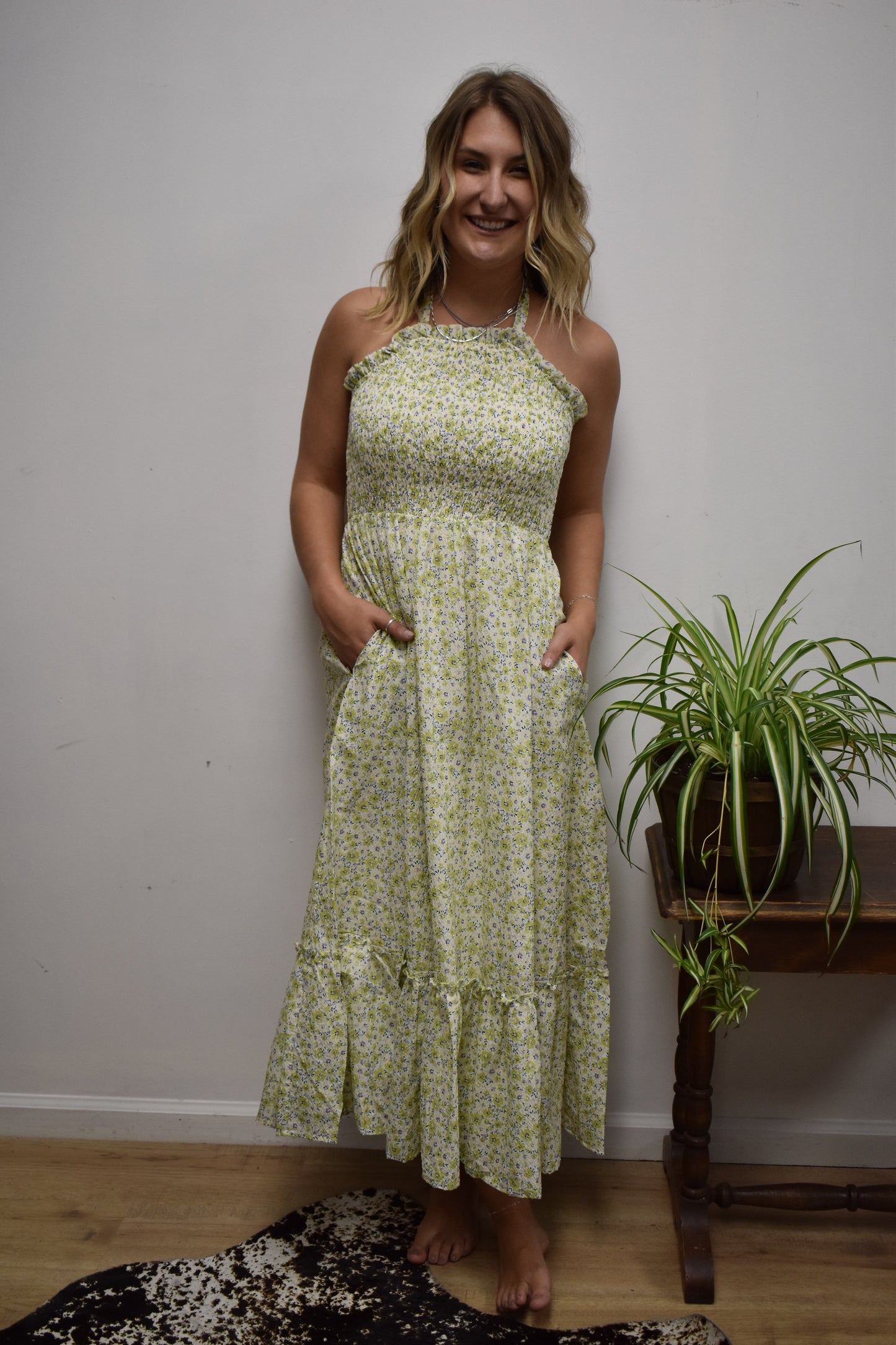 Floral Halter Neck Maxi Dress