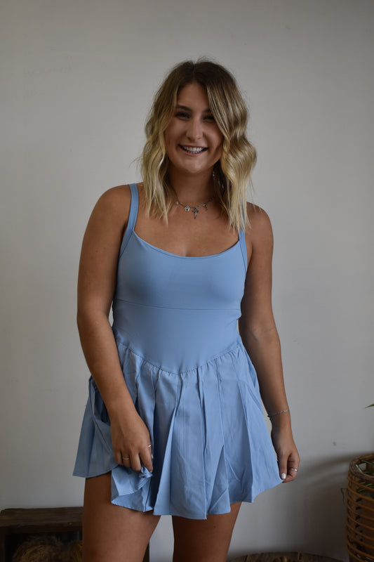 Sky Blue Athletic Romper Dress