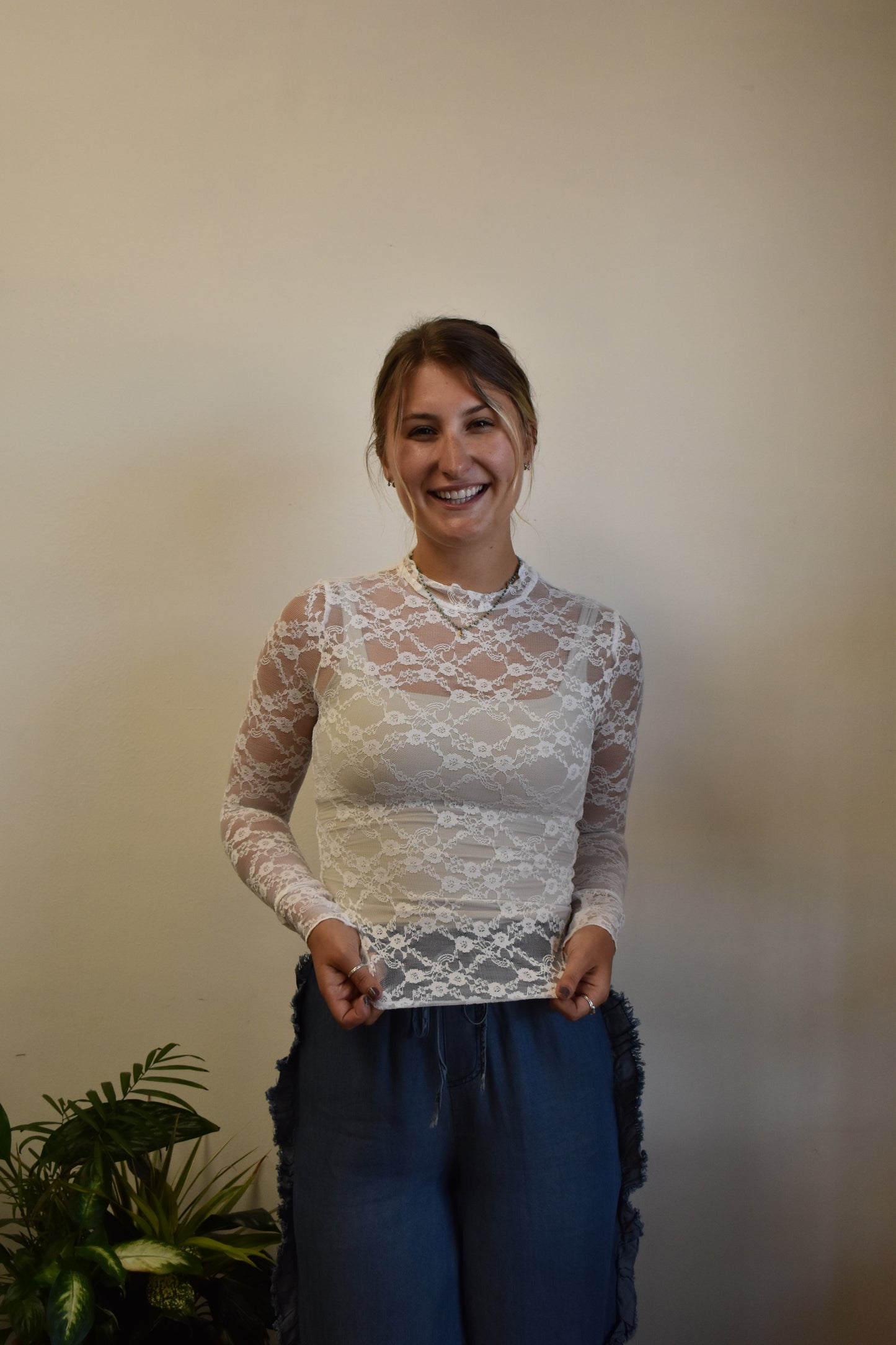 White Lace Mockneck