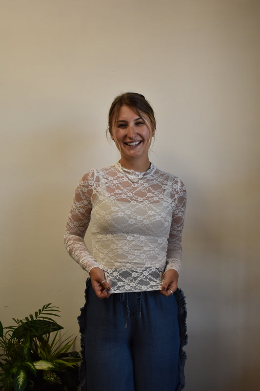 White Lace Mockneck