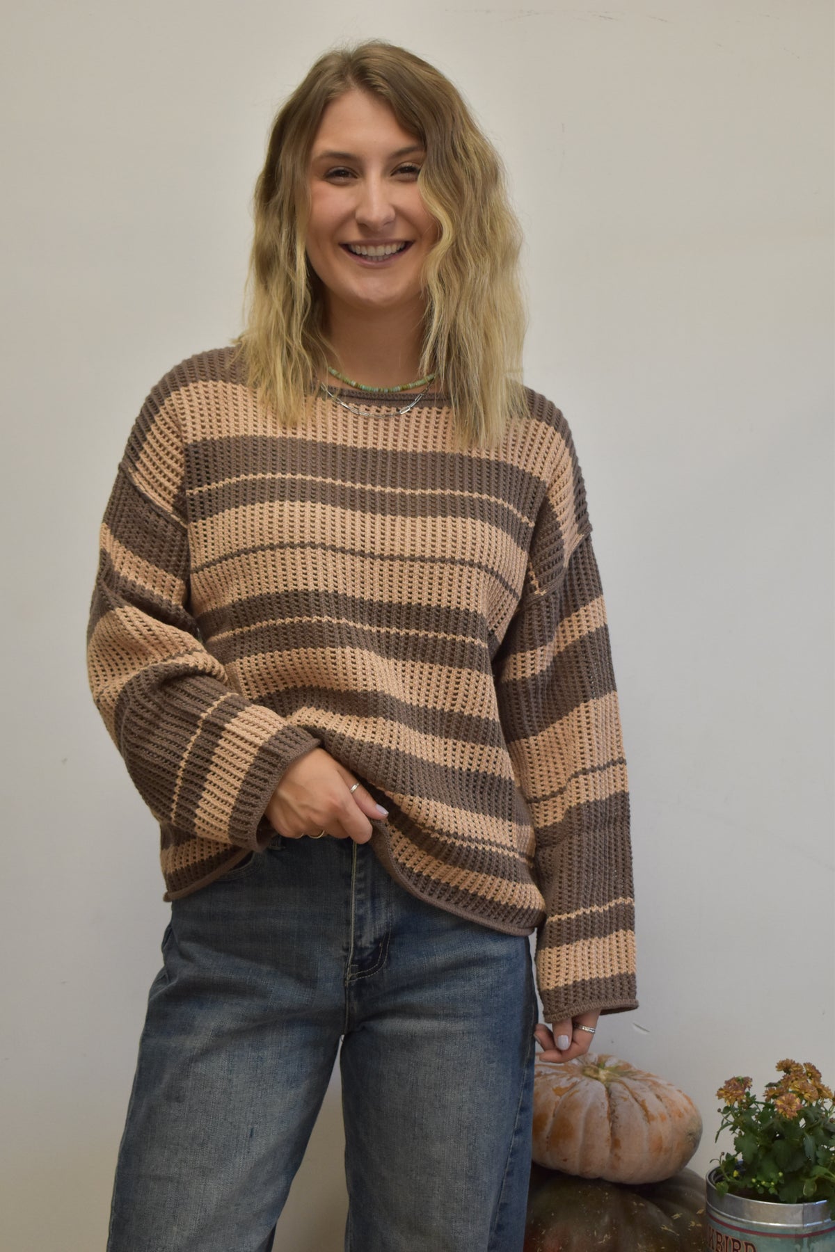 Mocha & Tan Striped Pullover