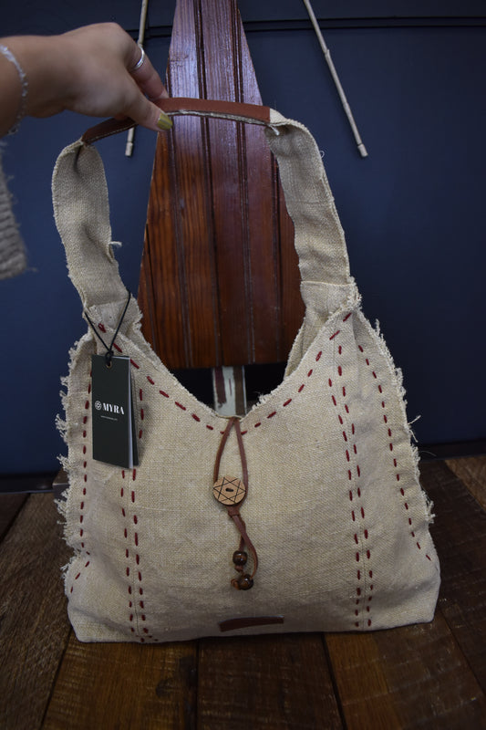 Cavas Red Stitched Loom Shoulder Bag