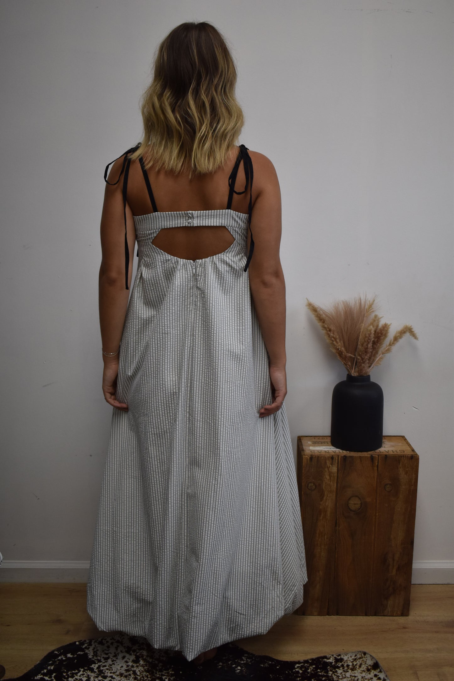 Pinstriped Keyhole Dress