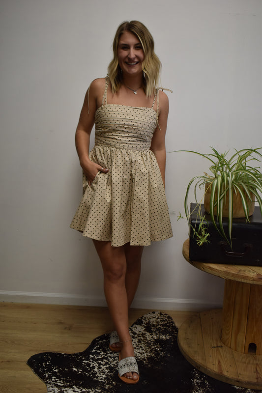 Ruched Polka Dot Dress