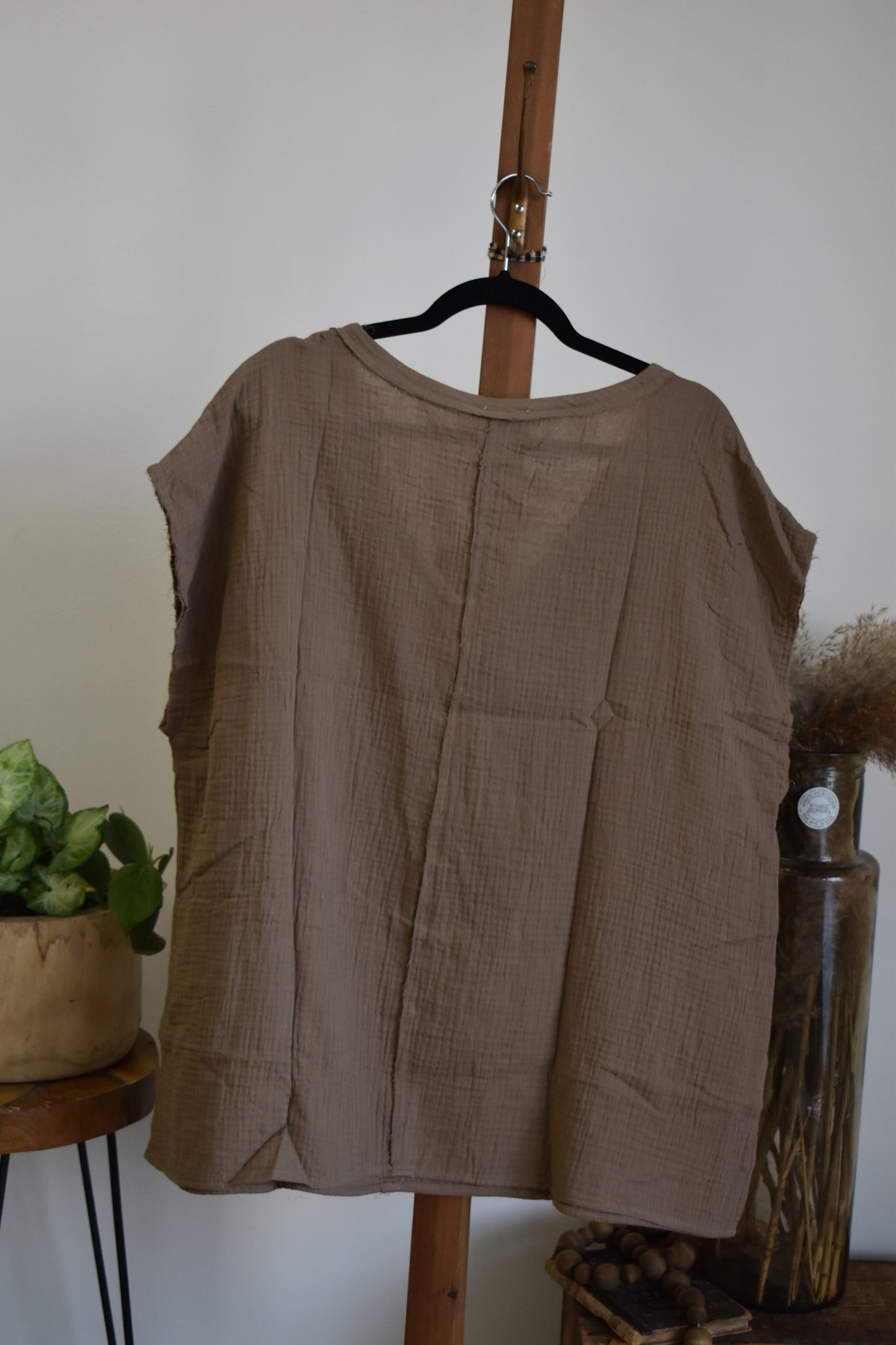 PLUS Gauze V-Neck Tee - Mocha