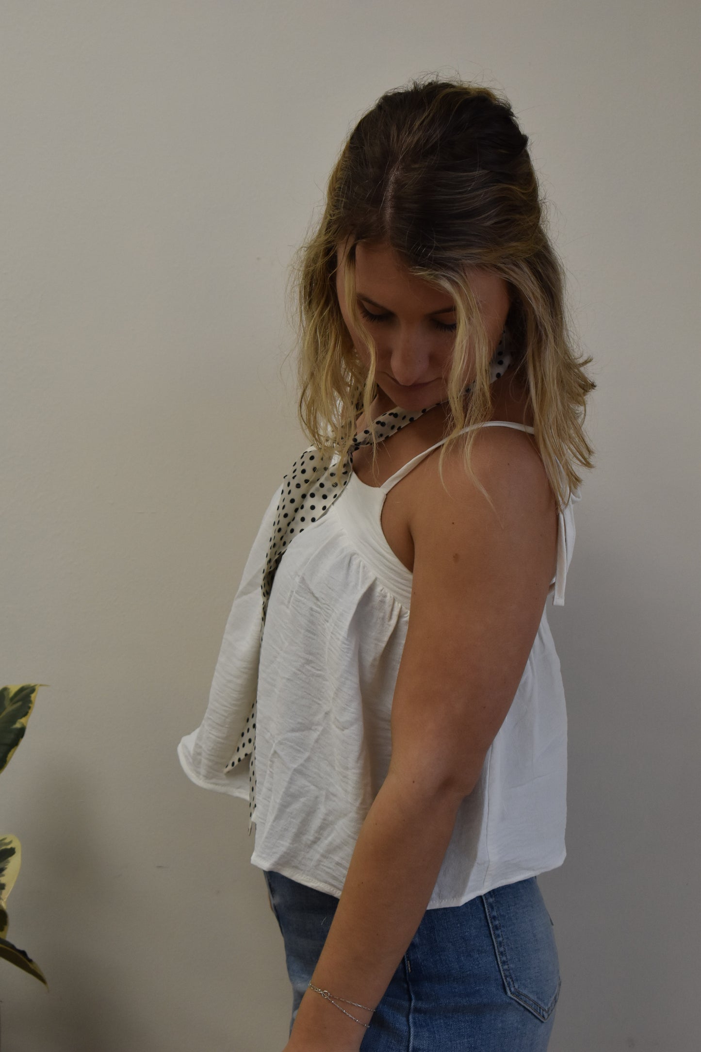 White Peplum Tank