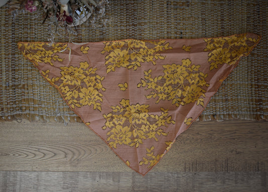 Mixed Peach Floral Lace Scarf