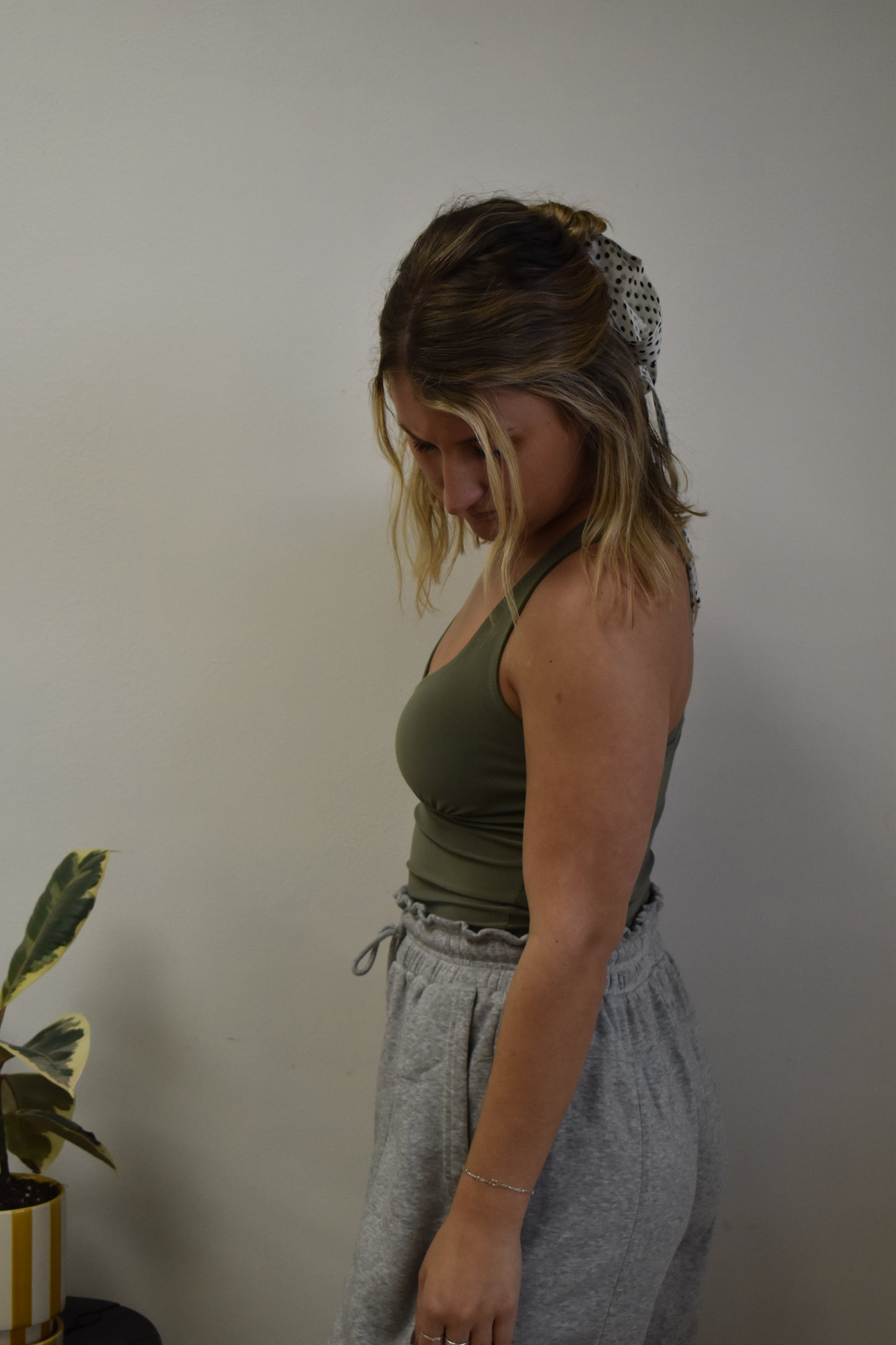 Olive Crisscross Back Ity Tank