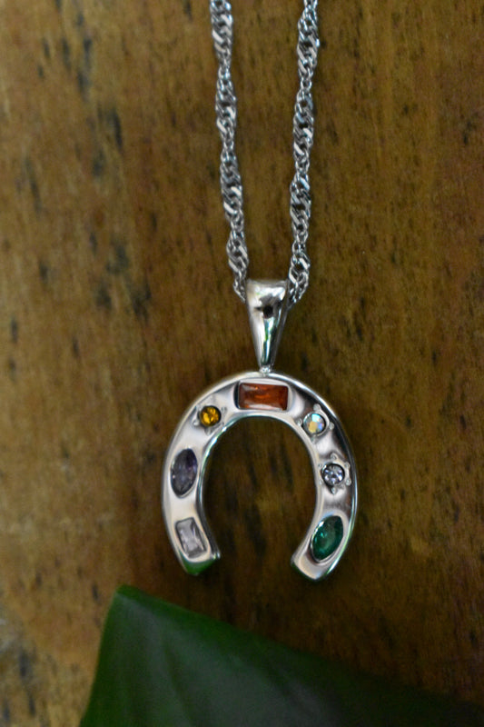 Silver Horseshoe Charm Necklace