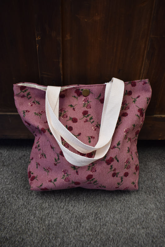 Rose Floral Corduroy Mini Tote