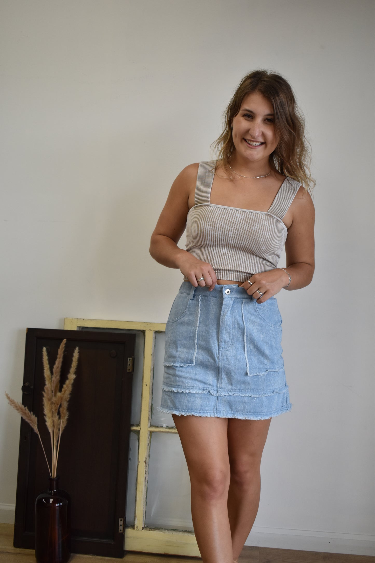 Light Washed Denim Skirt