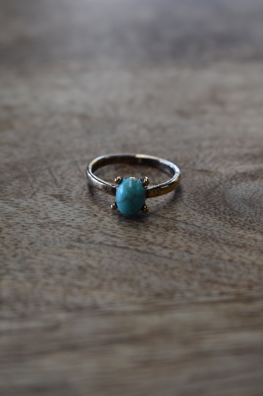 Gold Turquoise Dainty Stone Ring