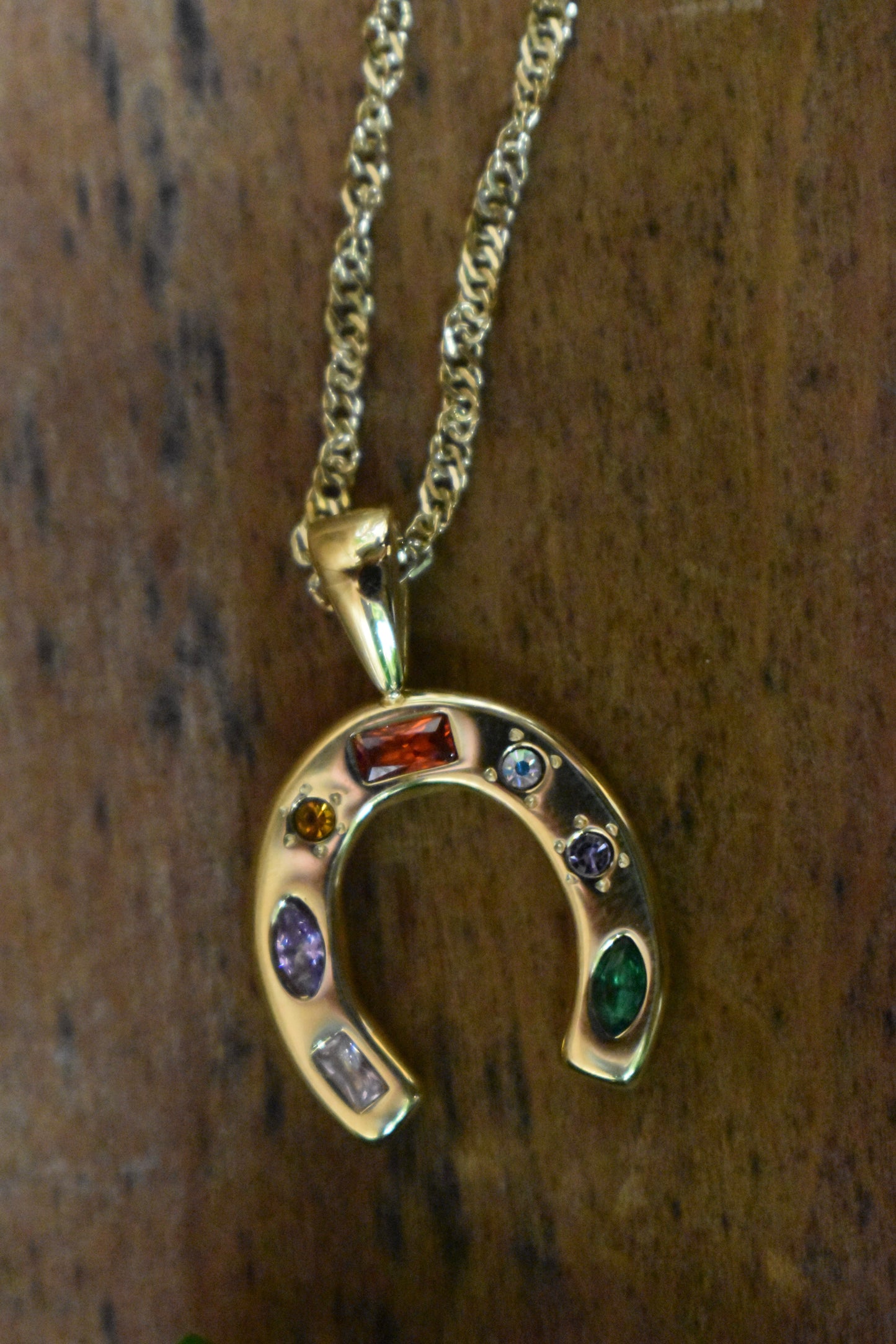 Gold Horseshoe Charm Necklace