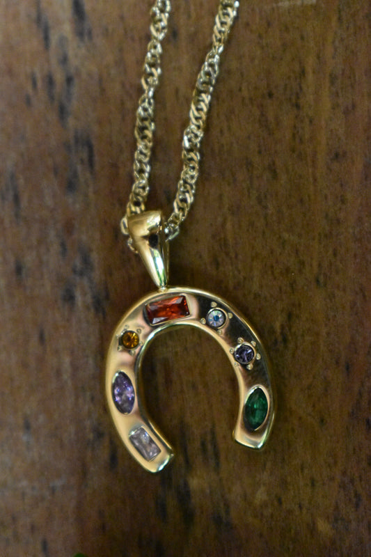 Gold Horseshoe Charm Necklace