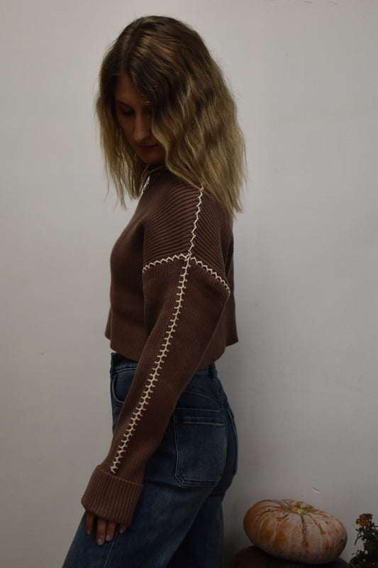 Mocha Stitched Sweater