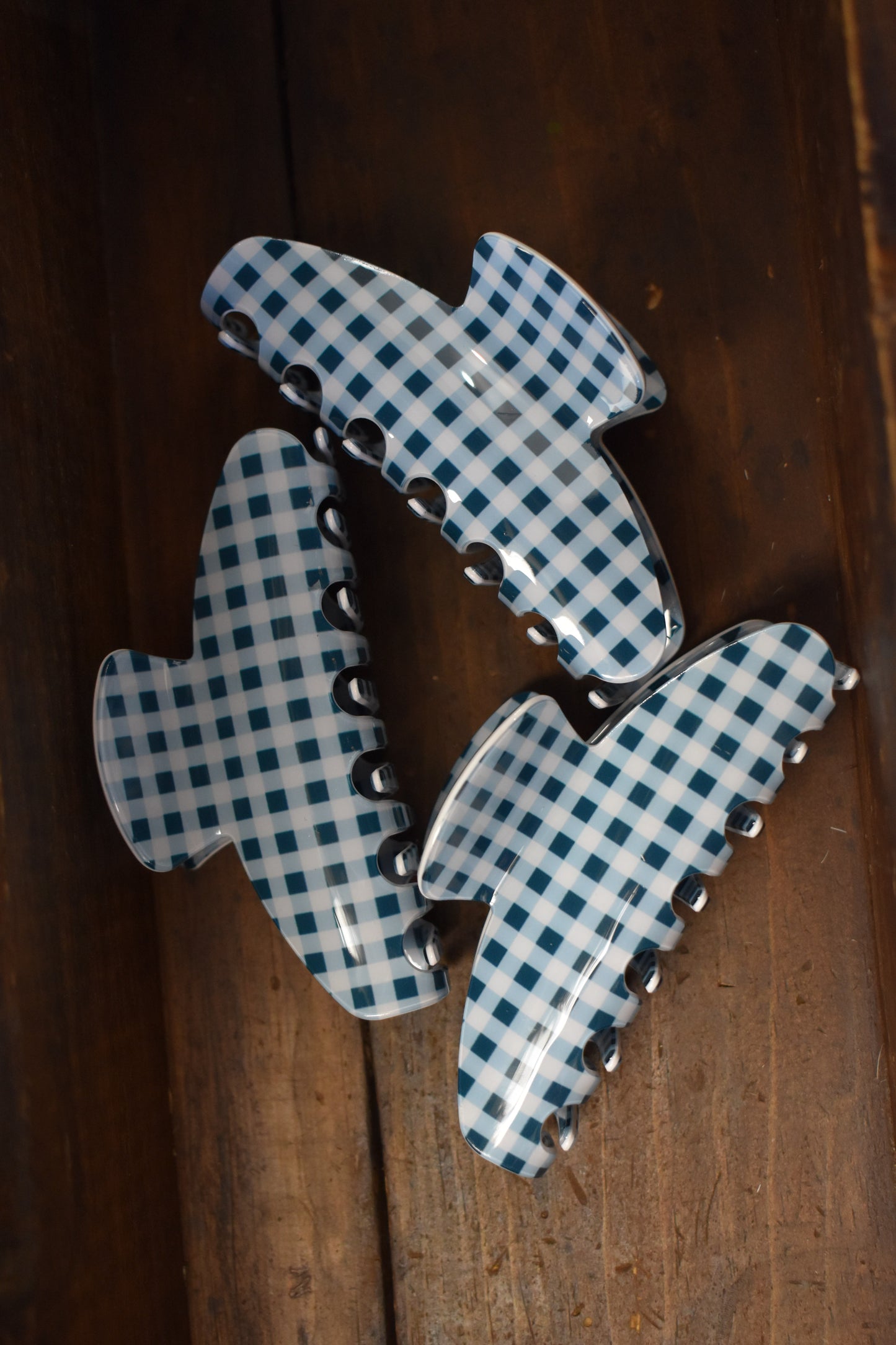 Blue Gingham Claw Clip