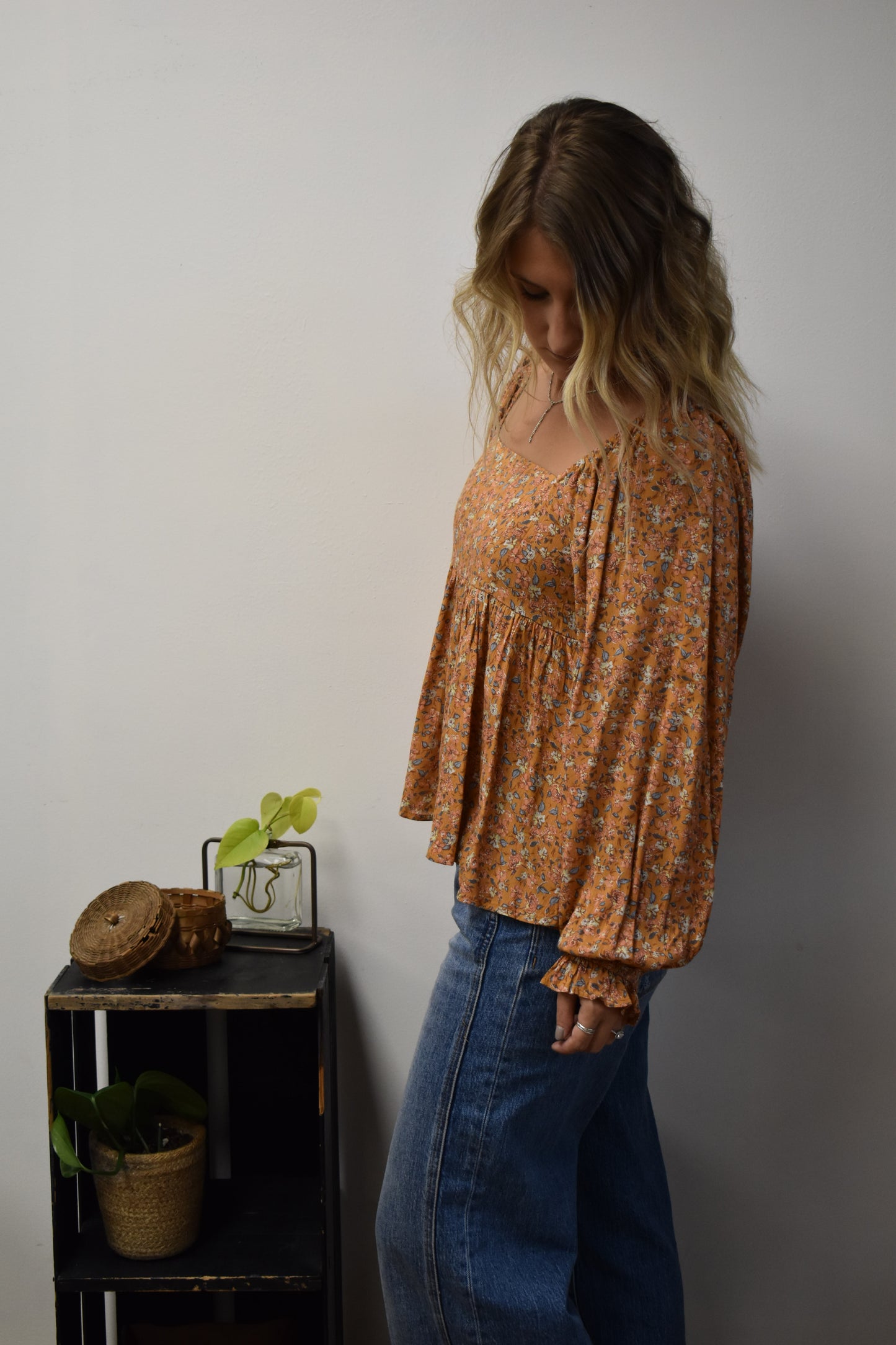 Terracotta Bloom Smocked Top
