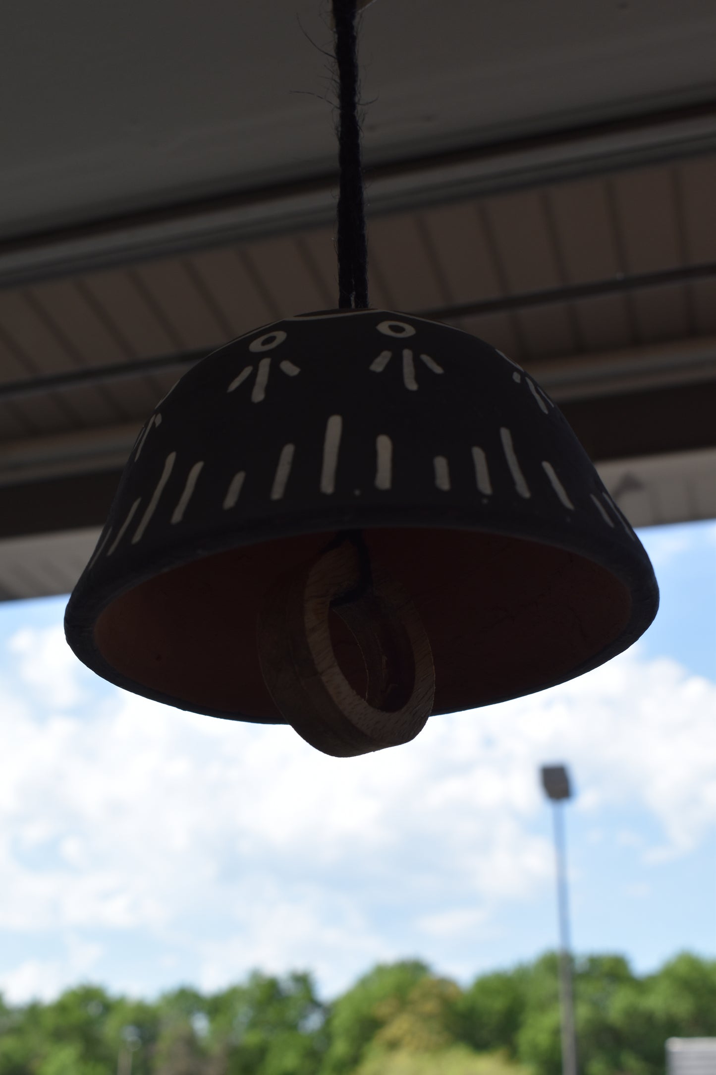 Boho Black Terracotta Hanging Bell