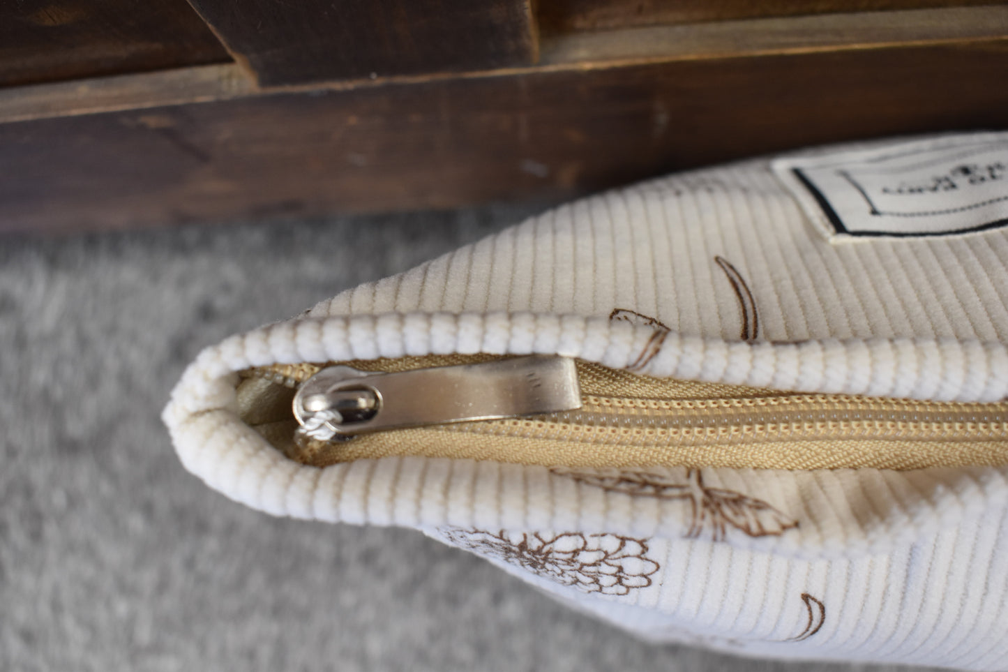 Tan & Ivory Floral Corduroy Bag