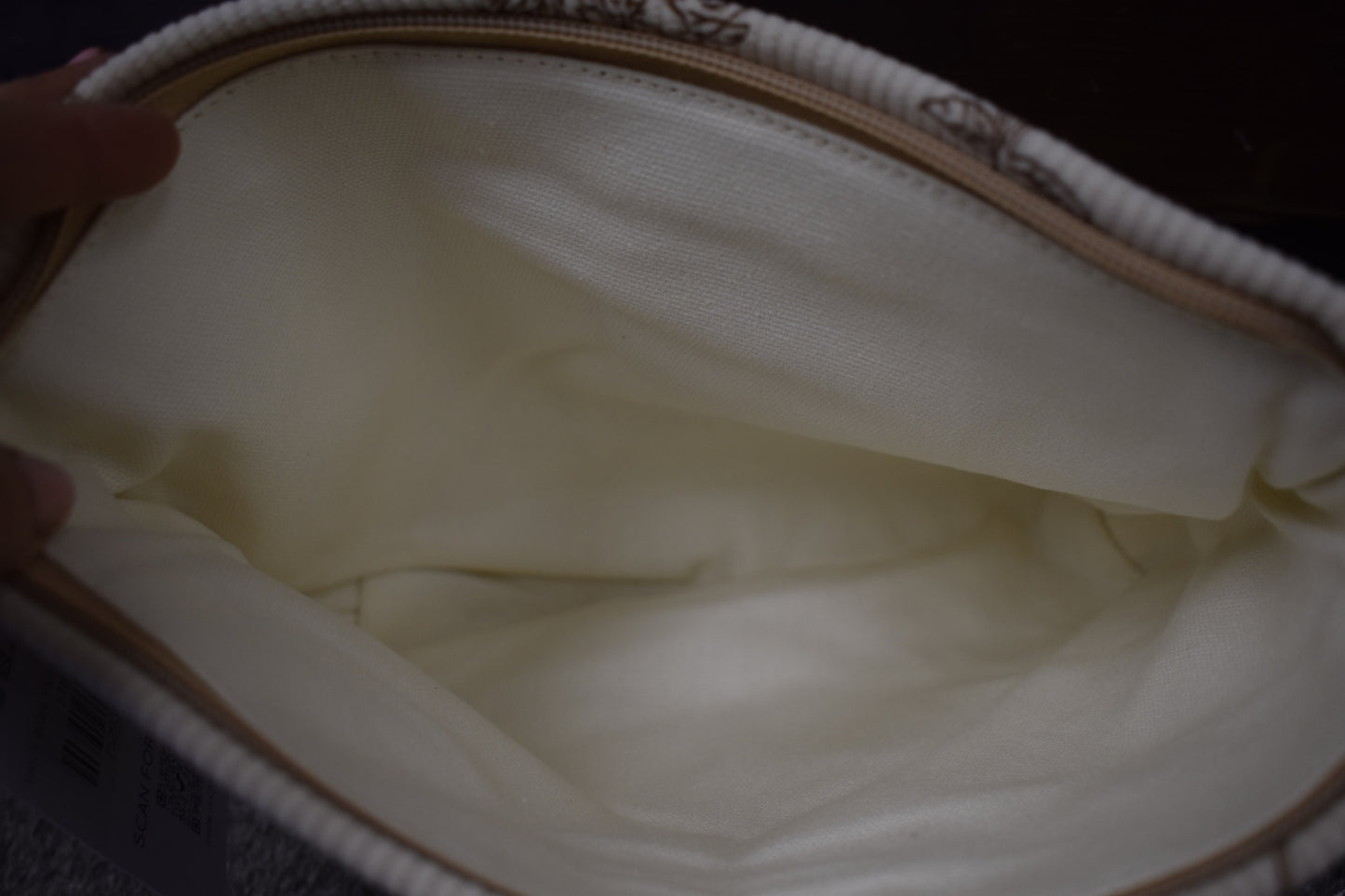 Tan & Ivory Floral Corduroy Bag