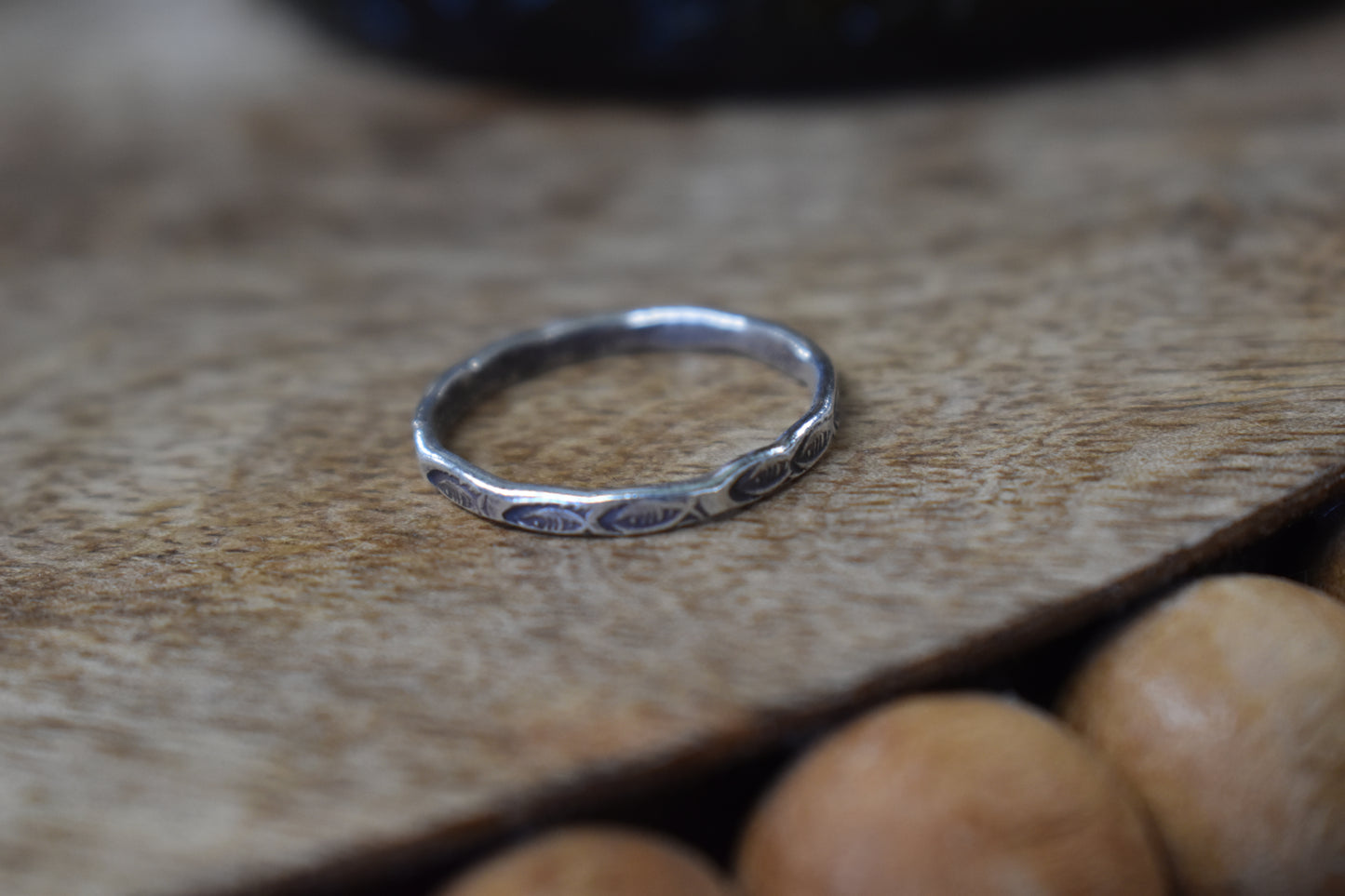 Fish Sterling Silver Hammered Stackable Ring