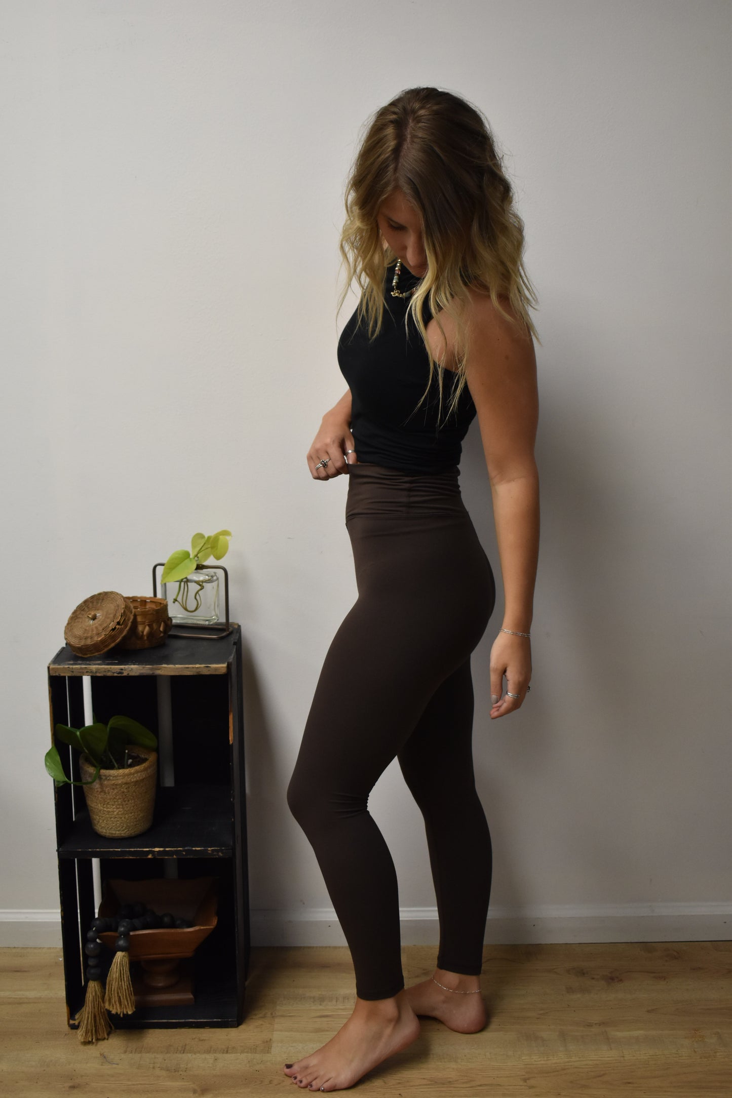 Brown Yoga Crossover Leggings