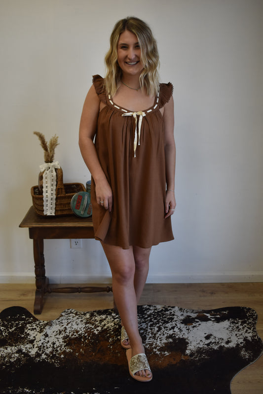 Saddle Brown Woven Dress