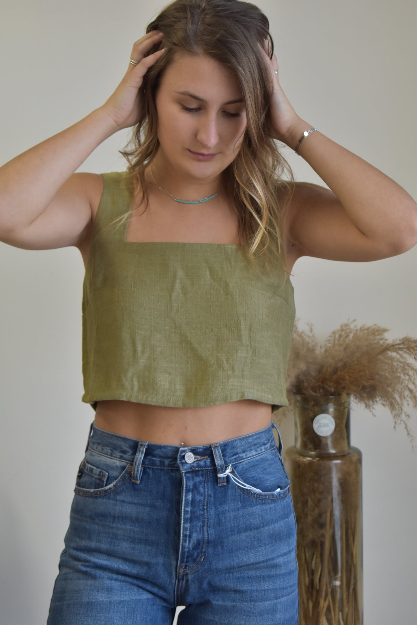 Olive Square Neck Tank