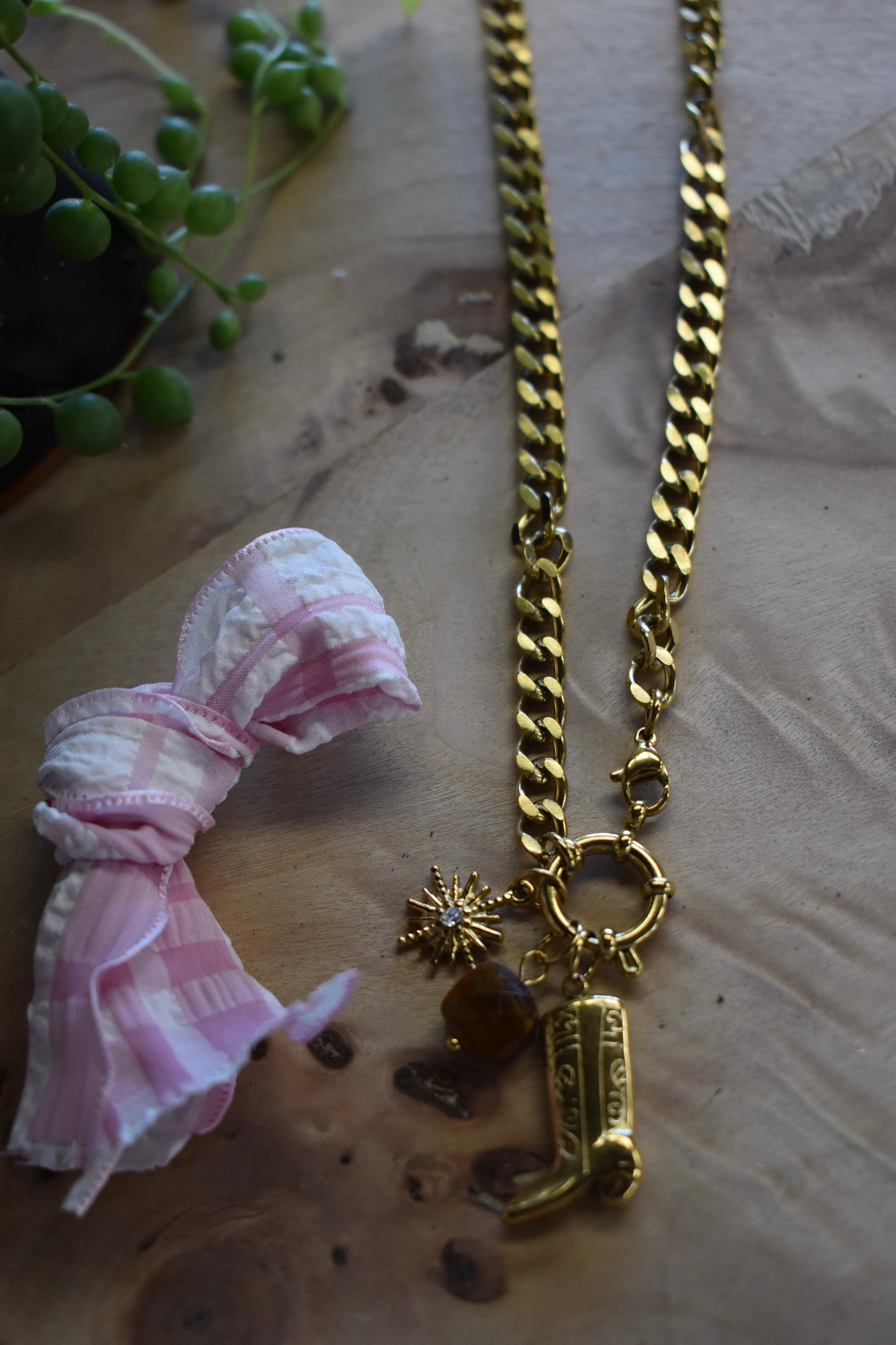 Western Boot Charm Necklace