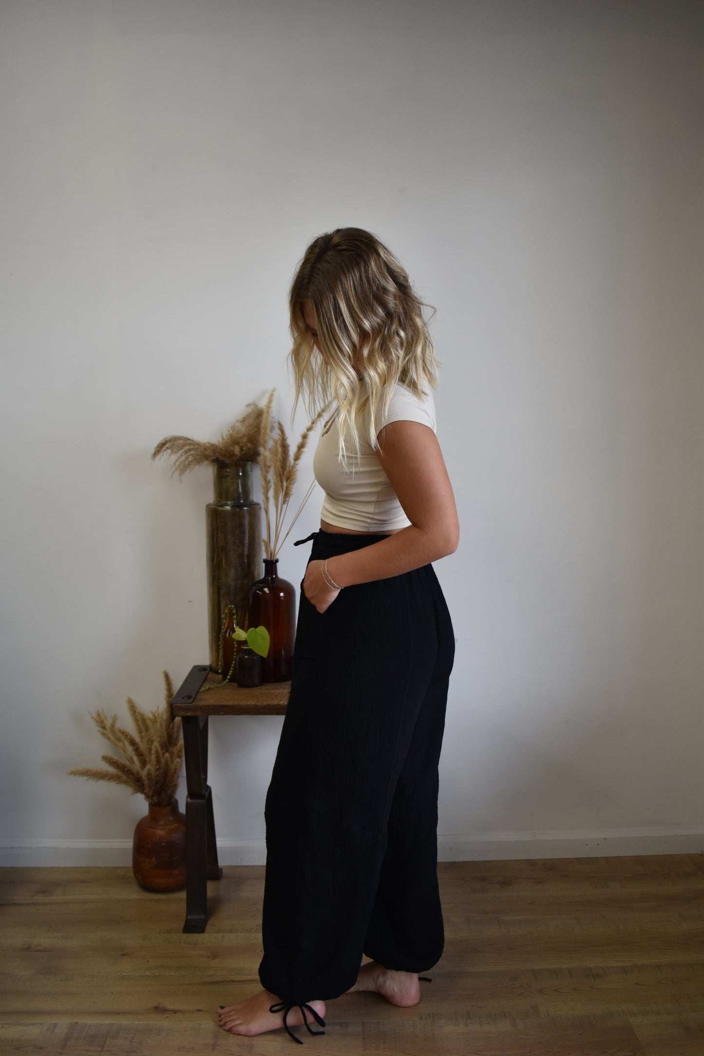 Midnight Linen Loose Pant