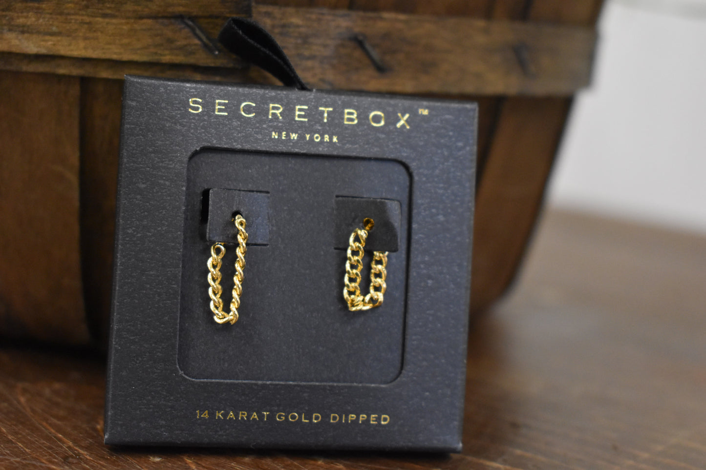 14k Gold Dipped Stud Chain Earrings