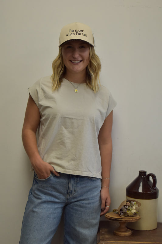 Oversized Basic Tee: Cream