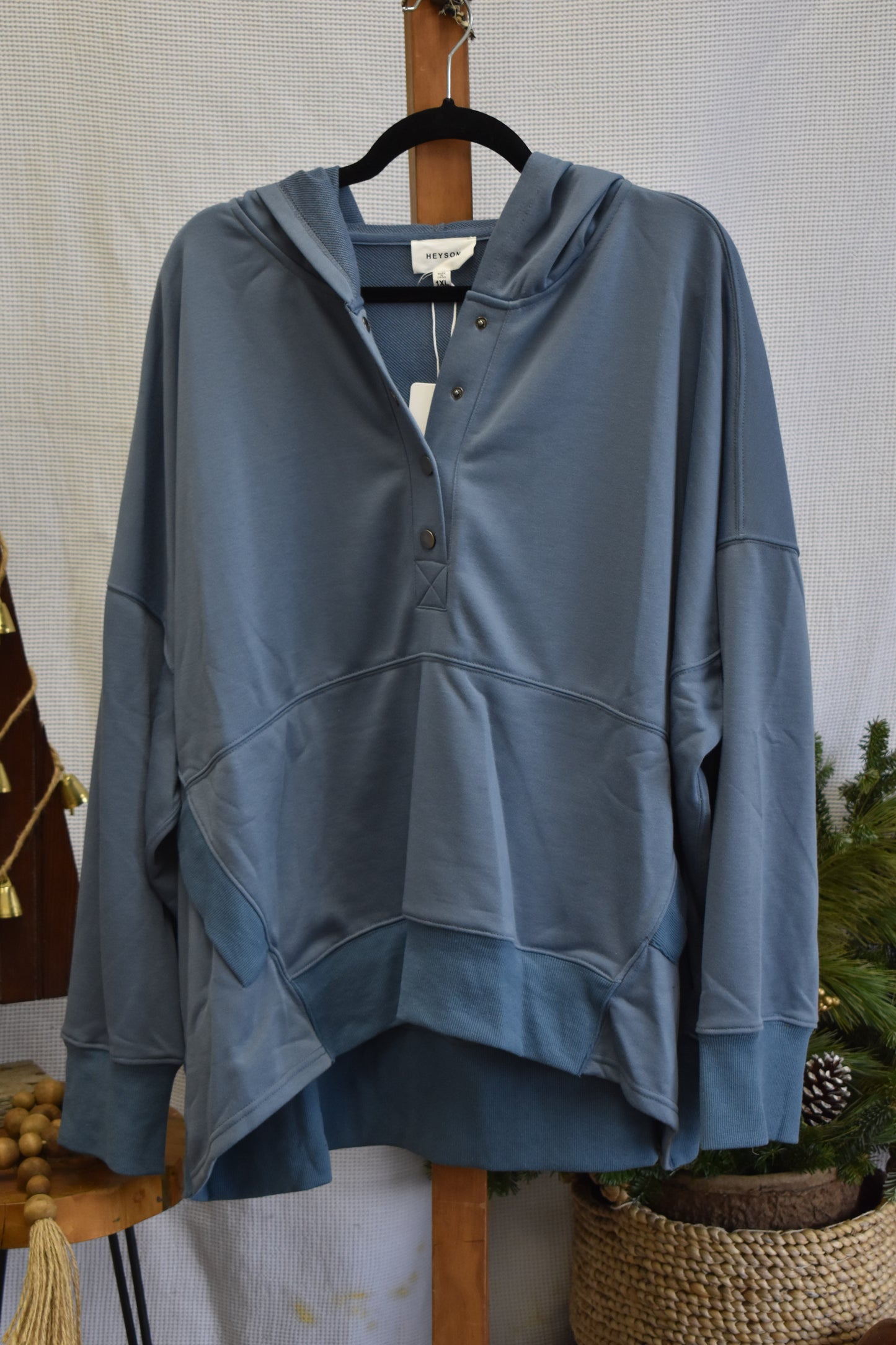 PLUS Denim Hooded Pullover