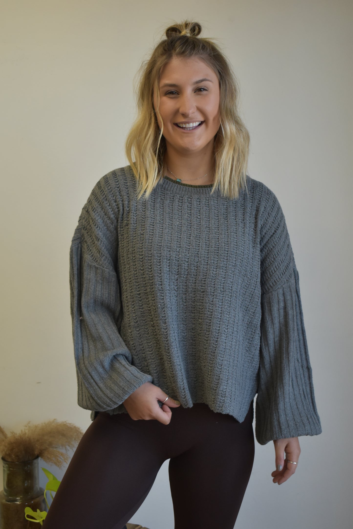 Charcoal & Olive Knit Sweater