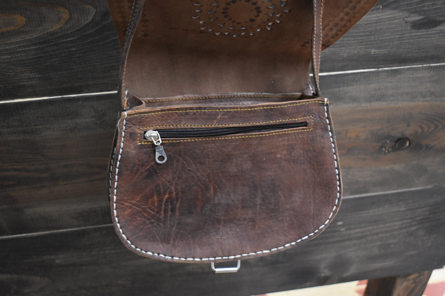 Medium Leather Tooled Crossbody