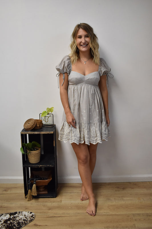 Toned Eyelet Babydoll Dress