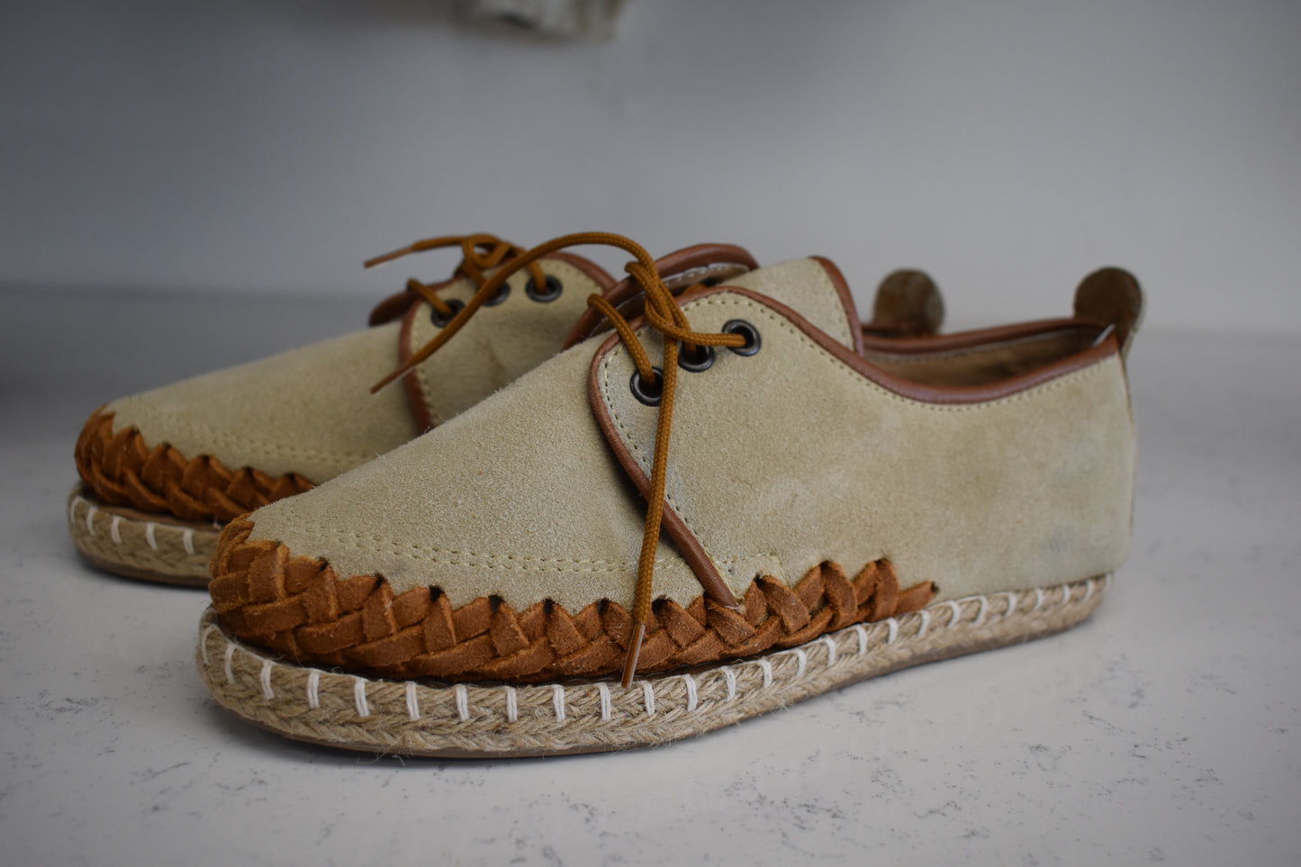 Sand Suede Braided Sneaker