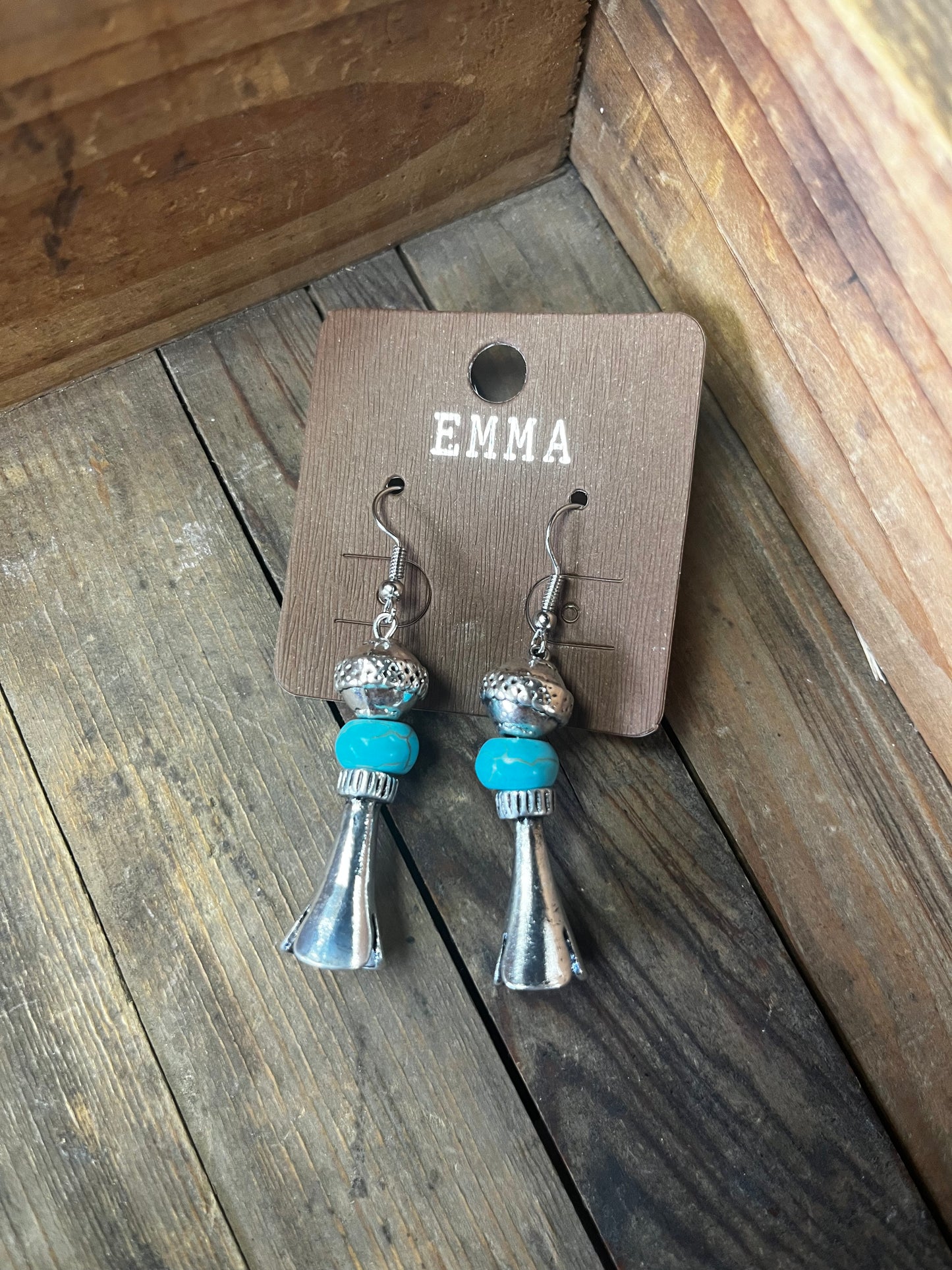 Silver & Turquoise Beaded Earrings