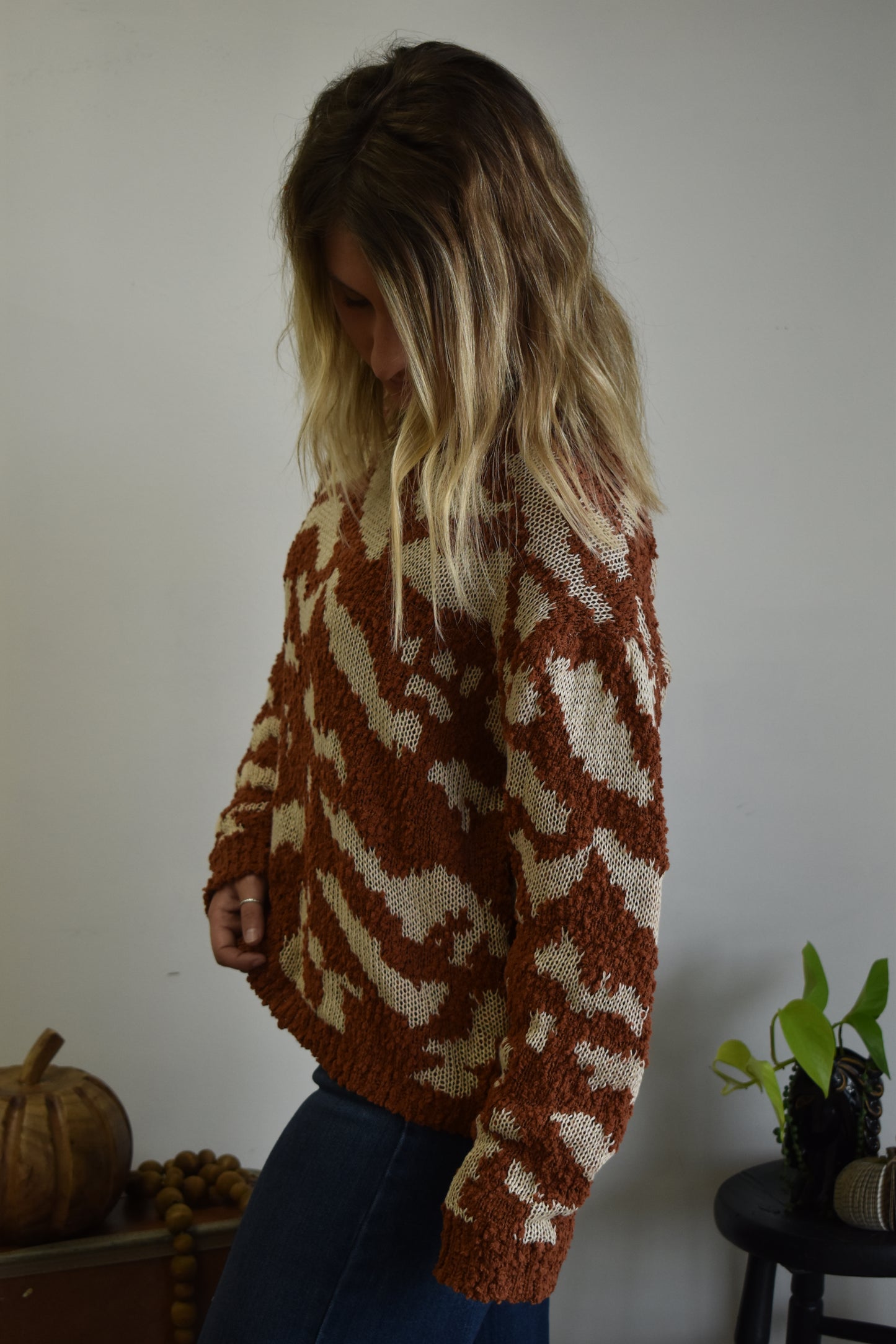 Rust Colorblock Sweater