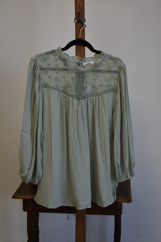 PLUS Sage Eyelet Blouse