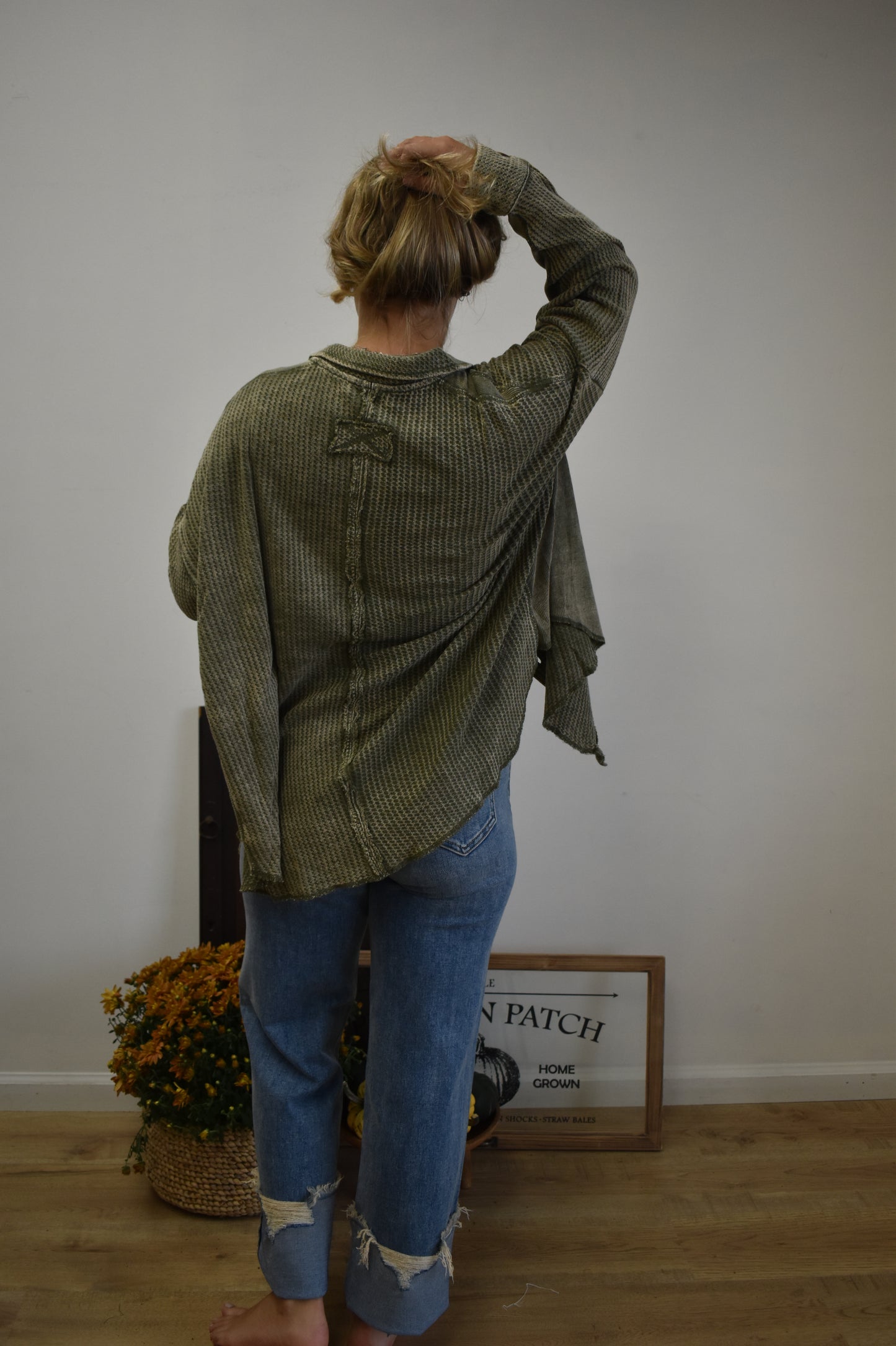 Olive Waffle Knit Shacket