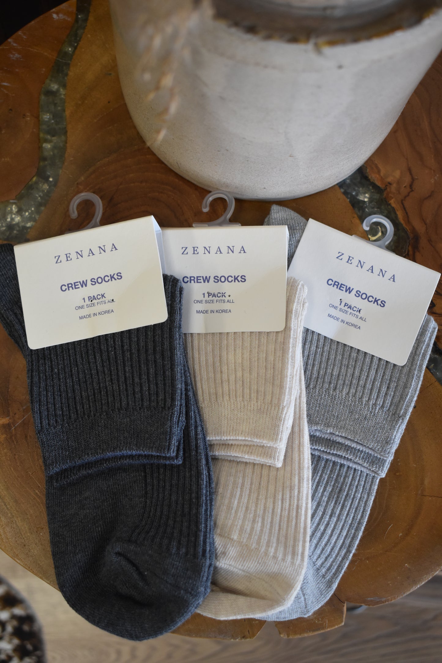 Ribbed Crew Socks