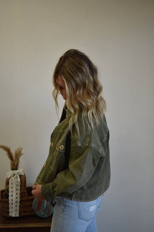 Olive Washed Denim Jacket